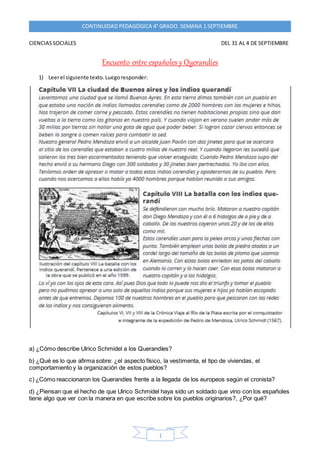 1
CONTINUIDAD PEDAGÓGICA 4° GRADO. SEMANA 1 SEPTIEMBRE
CIENCIASSOCIALES DEL 31 AL 4 DE SEPTIEMBRE
Encuento entre españoles...