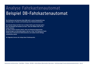 Analyse Fahrkartenautomat
   Beispiel DB-Fahrkartenautomat
   Das Tarifsystem der Deutschen Bahn (DB) stellt in seiner Kom...