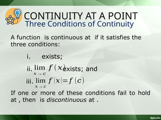 Continuity of a Function Differential Calculus | PPTX