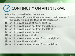 Continuity of a Function Differential Calculus | PPTX