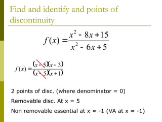 Understanding Continuity and Discontinuities in Calculus Functions | PPT