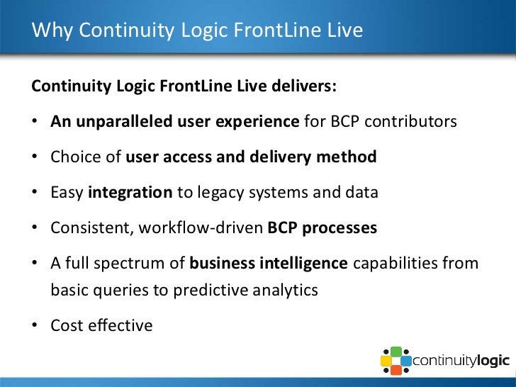 Continuity Logic Busines Continuity Presentation October 2011