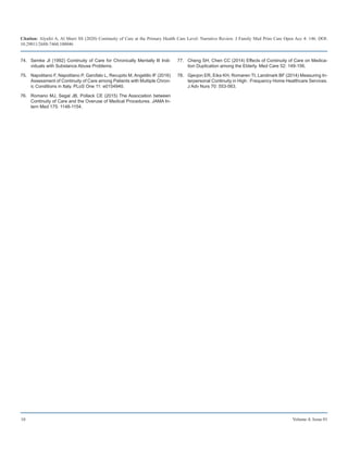 Continuity of care at the primary health care level narrative review | PDF