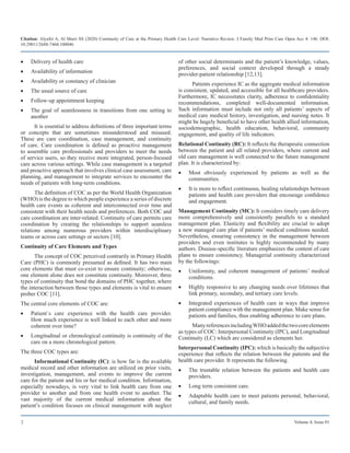 Continuity of care at the primary health care level narrative review | PDF