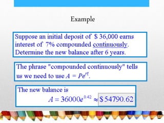 Continuosly compound interest and a comparison of exponential growth ...