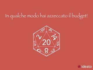 In qualche modo hai azzeccato il budget!
 