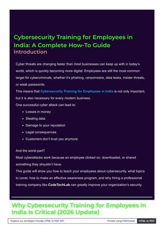Continuous Cybersecurity Training for Employees | PDF