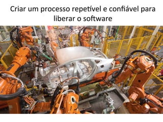 Criar	
  um	
  processo	
  repe-vel	
  e	
  conﬁável	
  para	
  
liberar	
  o	
  so4ware	
  
 