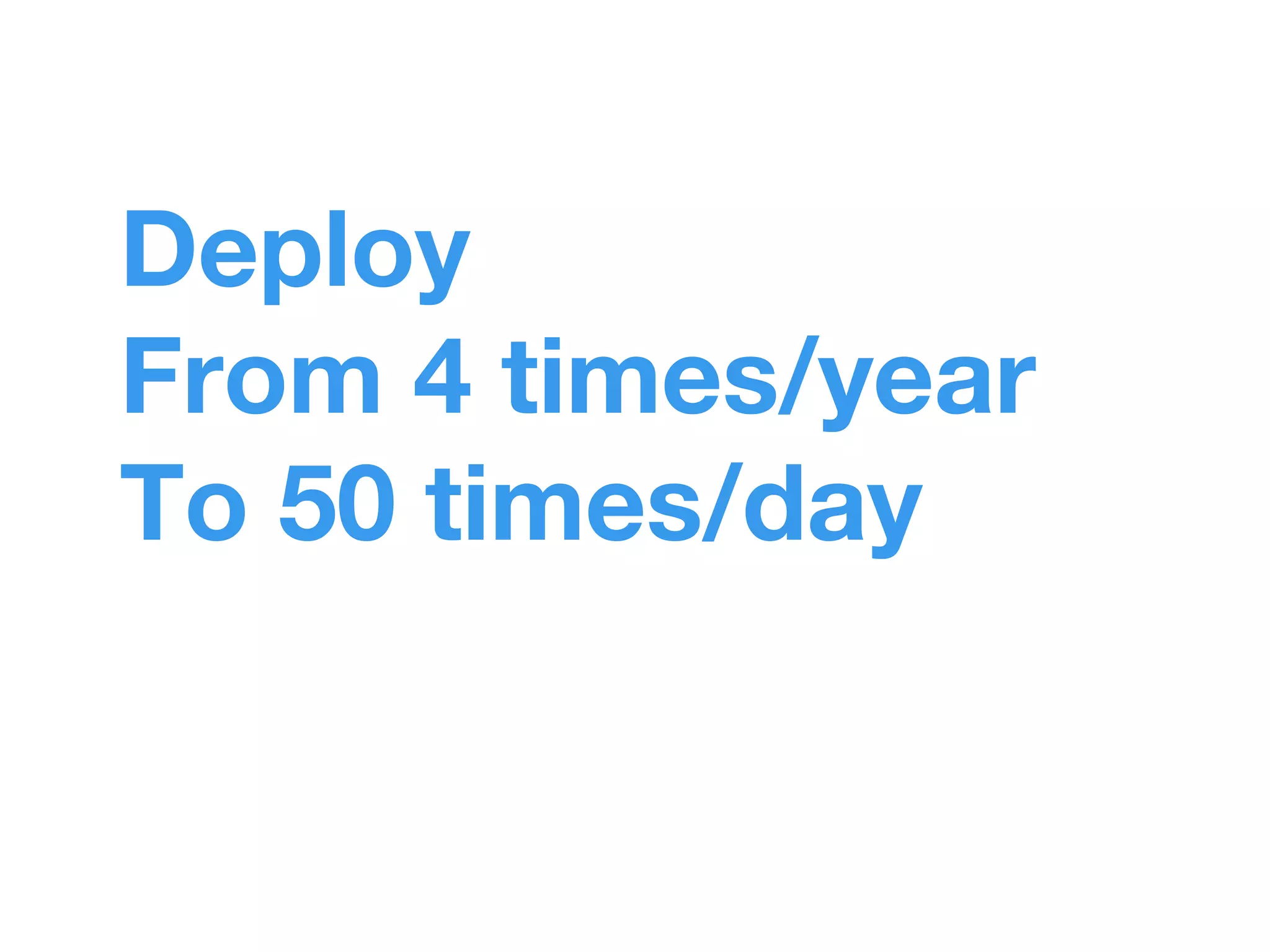 Deploy 
From 4 times/year 
To 50 times/day 
 