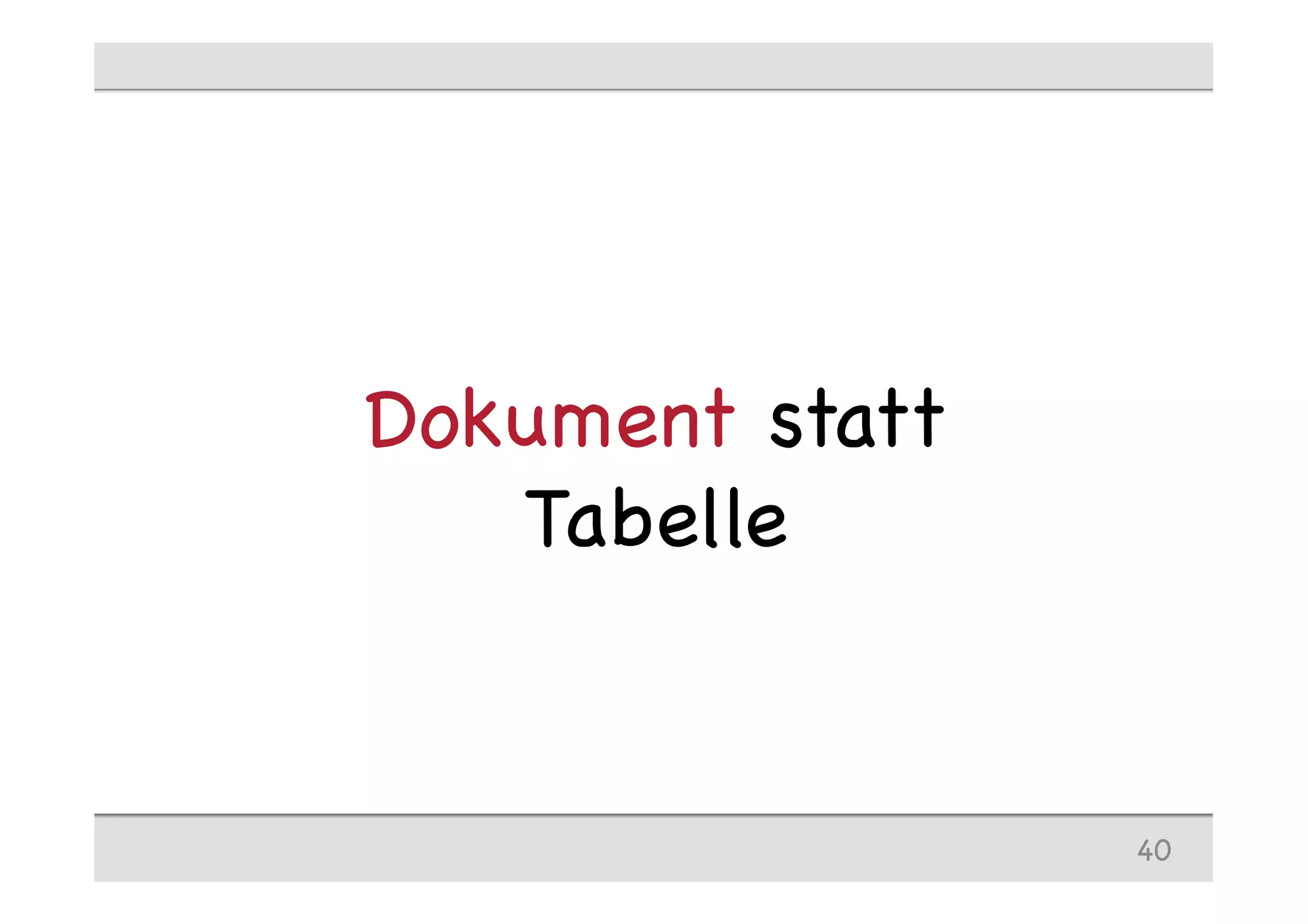 Dokument statt
Tabelle
40
 