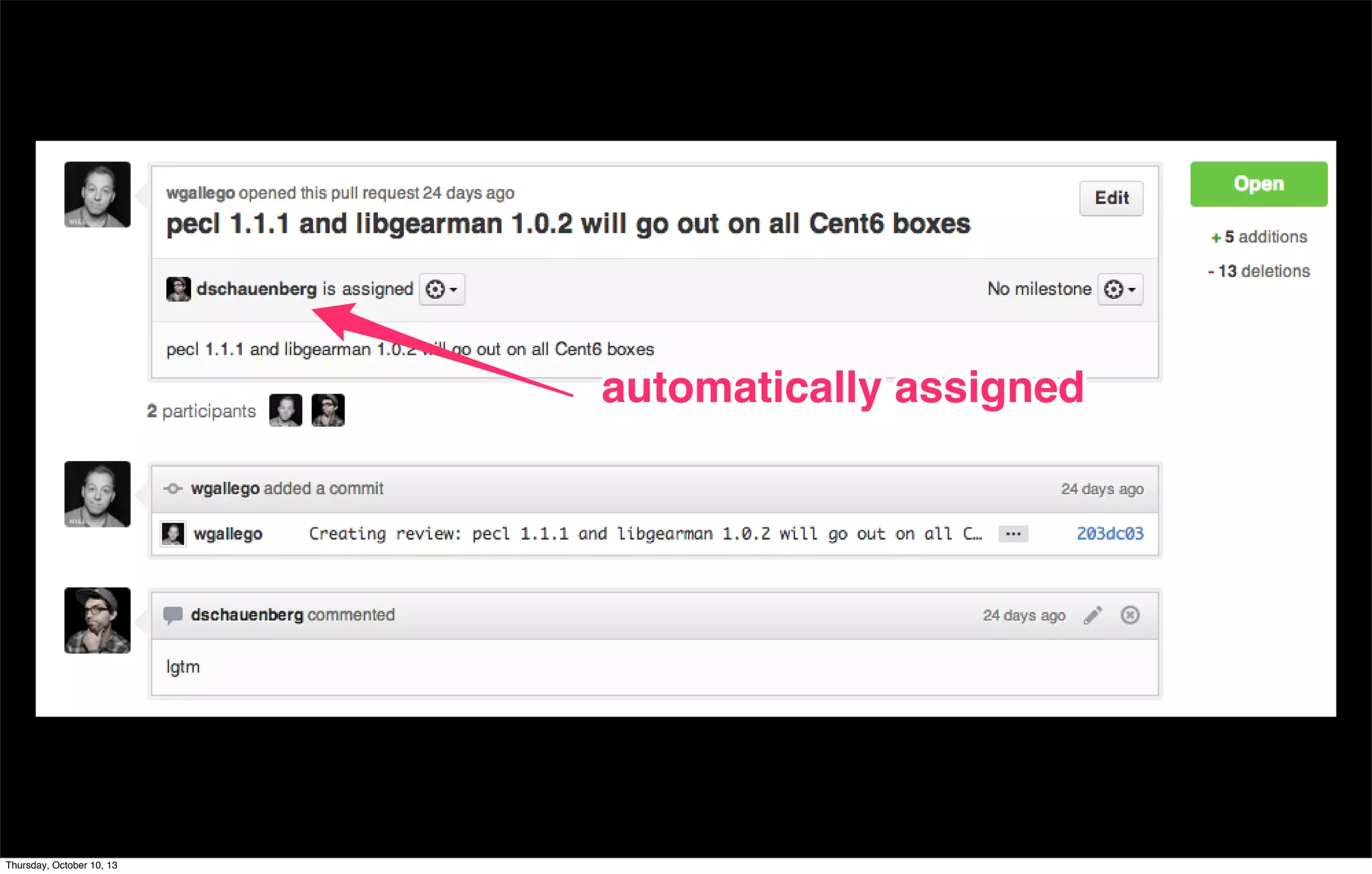 automatically assignedautomatically assigned
Thursday, October 10, 13
 