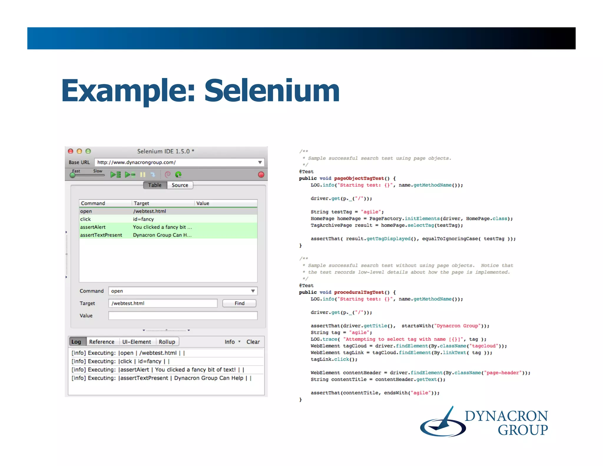 Example: Selenium
 