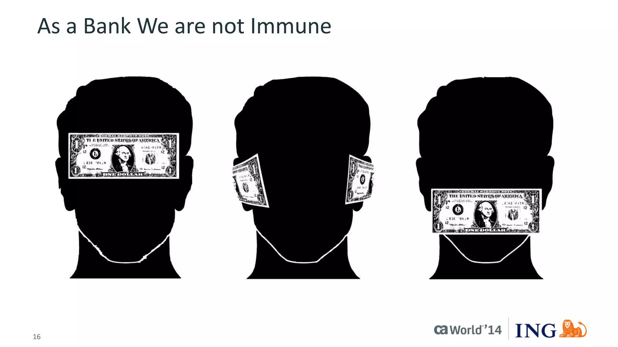 16 
© 2014 CA. ALL RIGHTS RESERVED. 
As a Bank We are not Immune  