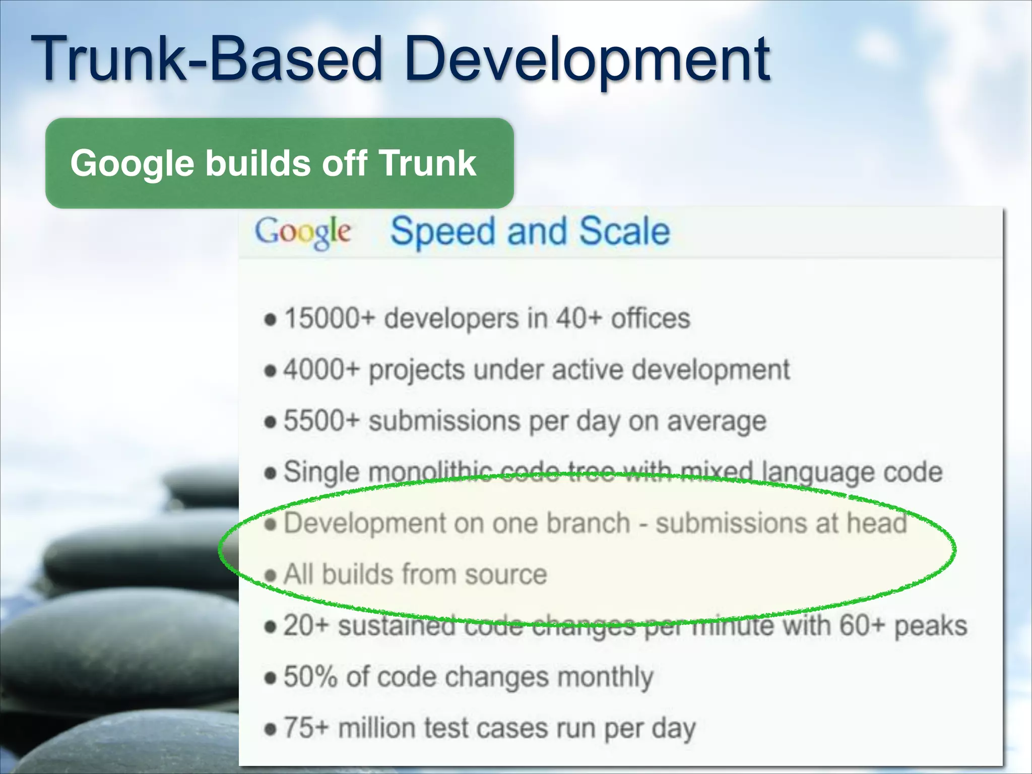 Trunk-Based Development
Google builds off Trunk
 