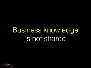 Business knowledge 
is not shared 
 