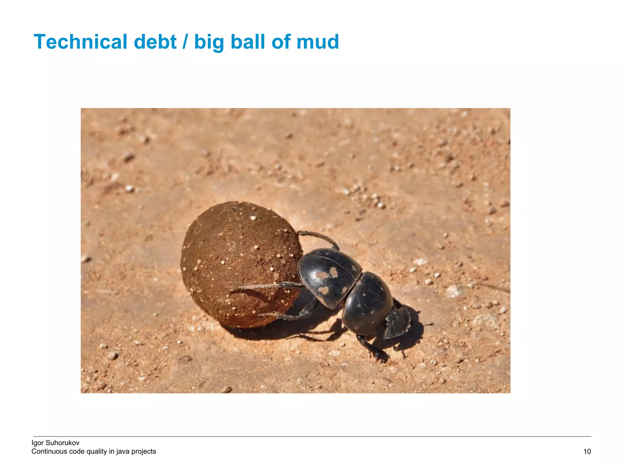 Igor Suhorukov Continuous code quality in java projects Technical debt / big ball of mud 6/27/19 2010 DB Blue template 10 