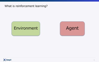 3
What is reinforcement learning?
Environment Agent
 
