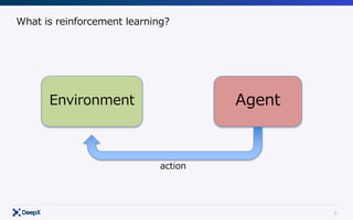 5
What is reinforcement learning?
Environment Agent
action
 