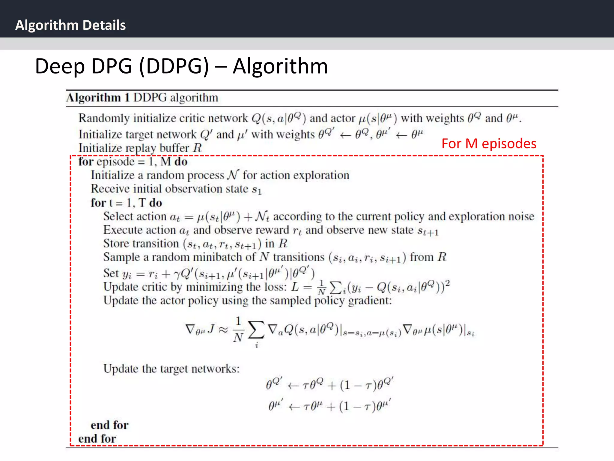 DDPG algortihm for angry birds | PPT