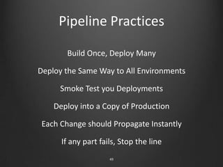 Scripting ApproachesScript logs into each box and runs deployment script commandsScript runs locally, each remote machine has agent execute scriptPackage app using platform’s packaging technology, and use infrastructure management tools push new versions40