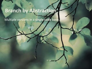 Branch by Abstraction
Multiple versions in a single code base.
 