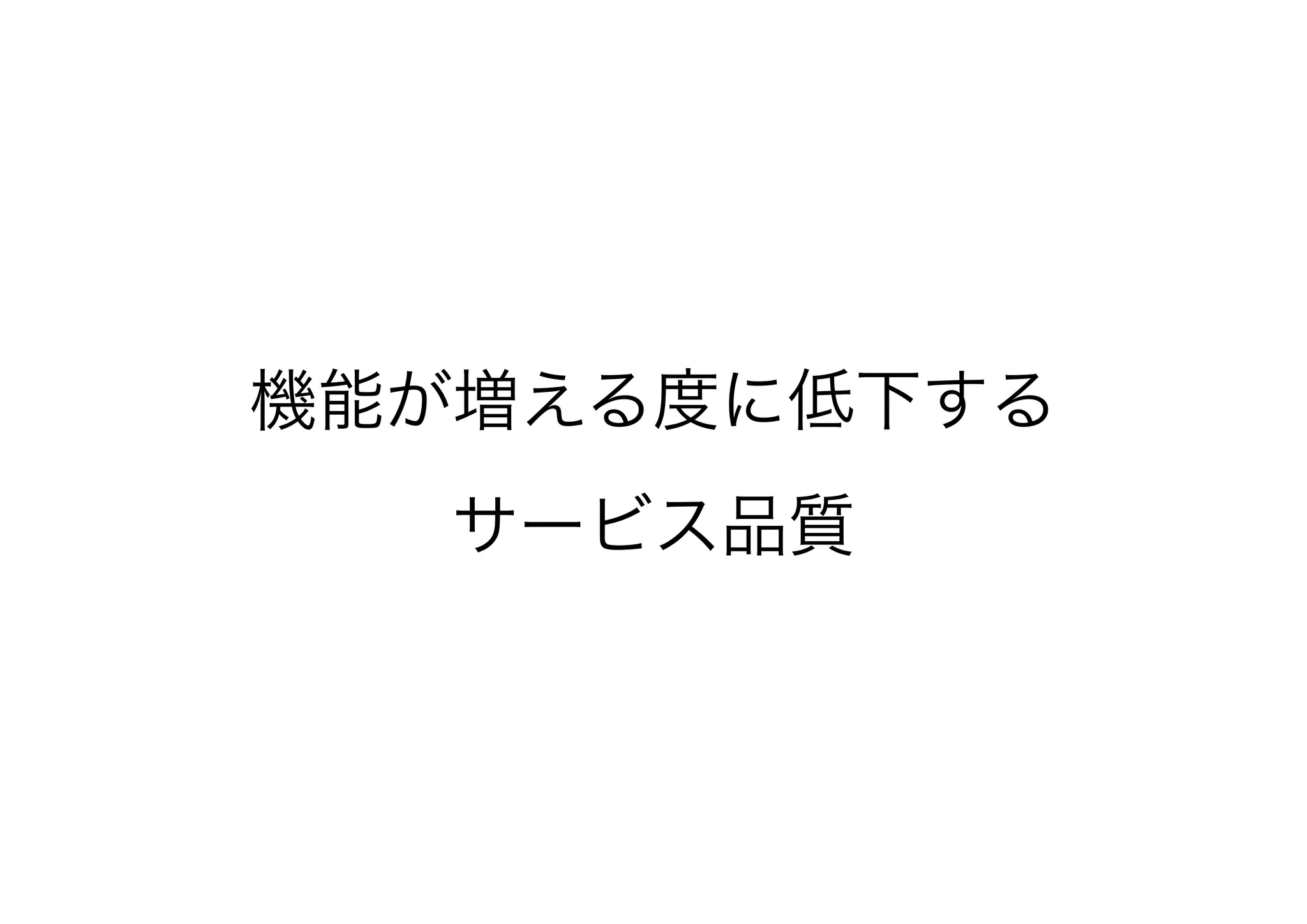機能が増える度に低下する
サービス品質
 
