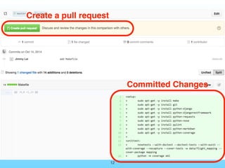 Git Code Review 範例 
• 需求: 撰寫設定系統套件的Makefile， 
並進⾏行Code Review 
• 步驟: 
1. 於git建⽴立新分⽀支 
2. 在新分⽀支提交修改 
3. 更新到github後，建⽴立pull ...