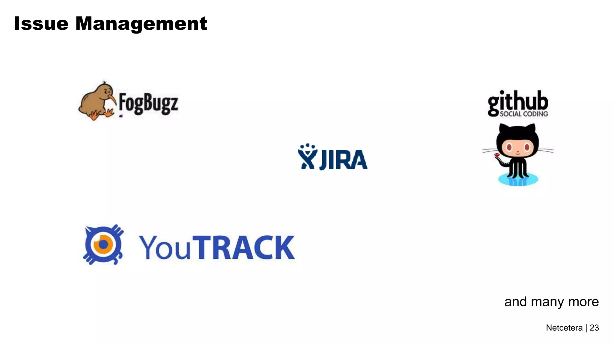 Netcetera | 23
Issue Management
and many more
 