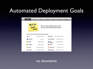 no downtime
Automated Deployment Goals
 