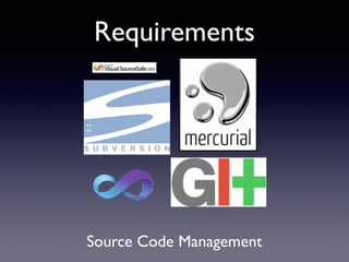 Requirements
Source Code Management
 