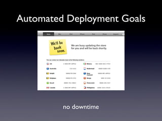 no downtime
Automated Deployment Goals
 