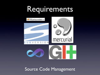 Requirements
Source Code Management
 