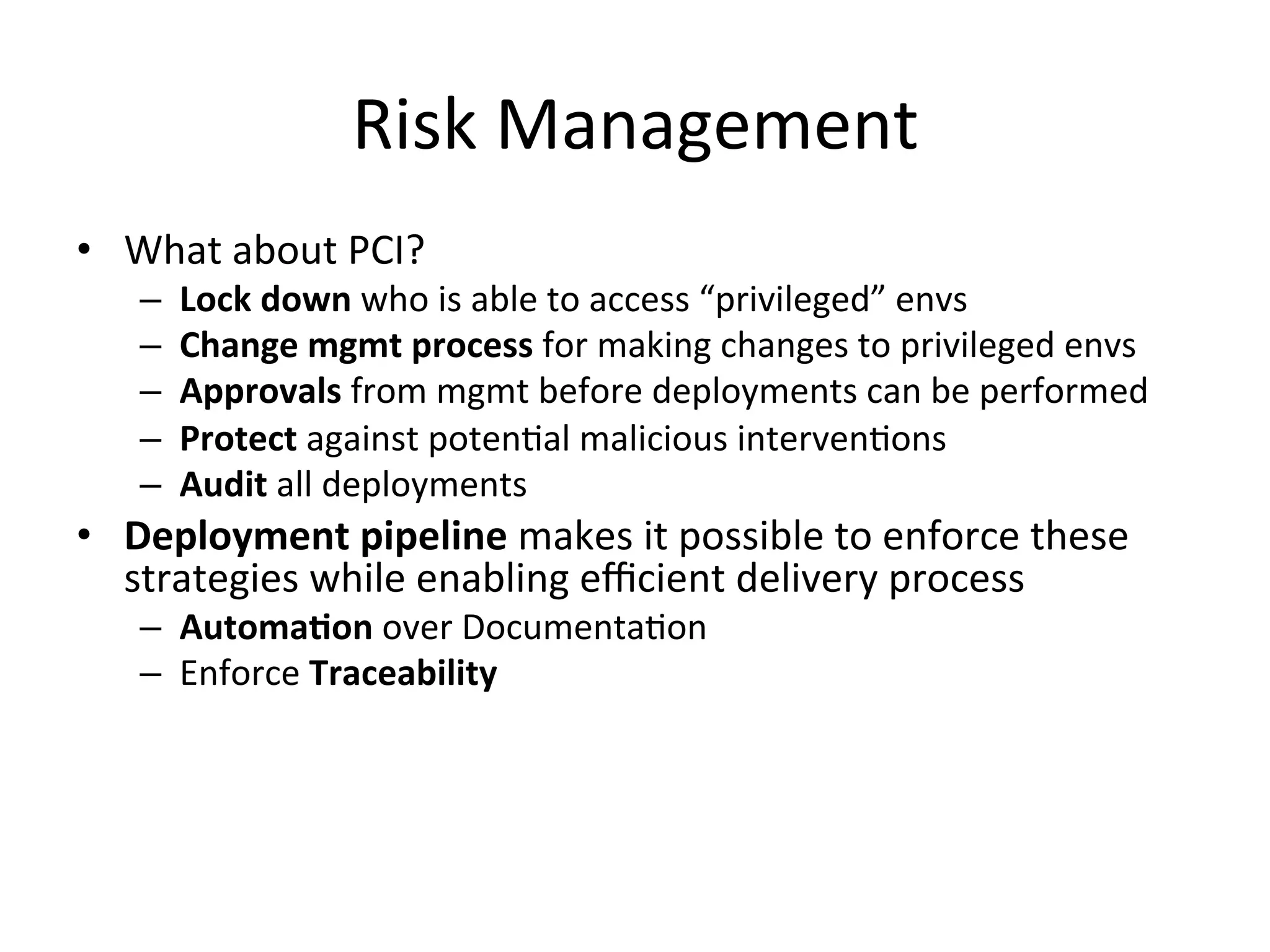 Commit
stage
Acceptance
stage
Exploratory
testing
UAT
Capacity
Testing
Production
Continuous	
  Delivery
Commit
stage
Acceptance
stage
Exploratory
testing
UAT
Capacity
Testing
Production
Continuous	
  Deployment
Automatic	
  Trigger Manual	
  Trigger
 