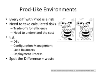 Disciplines
Incremental development
Mainline development
• Can’t even do CI with multiple branches
Feature switches
Keep code releasable
Small releases
Keep automated tests green
• TDD: Red before Green
Disciplined Development
 