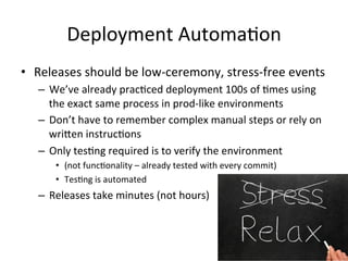 Testing
http://lisacrispin.com/2011/11/08/using-­‐the-­‐agile-­‐testing-­‐quadrants/
 
