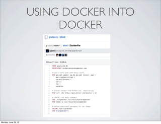 USING DOCKER INTO
DOCKER
Monday, June 29, 15
 
