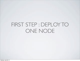 FIRST STEP : DEPLOYTO
ONE NODE
Monday, June 29, 15
 