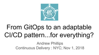 From GitOps to an adaptable
CI/CD pattern...for everything?
Andrew Phillips
Continuous Delivery : NYC; Nov 1, 2018
 