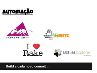 Build a cada novo commit ...
Automação
■
 