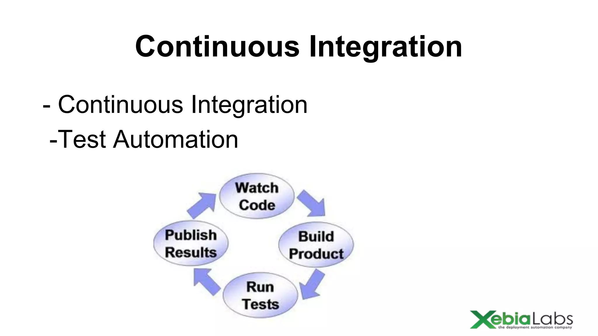 Continuous Integration
- Continuous Integration
-Test Automation

 