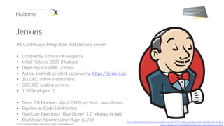 © 2017 Copyright Fluid4me Data Services GmbH | www.ﬂuid4me.com
Jenkins
#1 Con4nuous Integra4on and Delivery server
•  Crea...