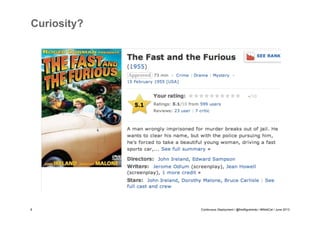 Curiosity?

8

Continuous Deployment / @fredfigueiredo / #WebCat / June 2013

 