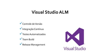 Visual Studio ALM
Controle deVersão
Integração Contínua
TestesAutomatizados
Team Build
Release Management
 