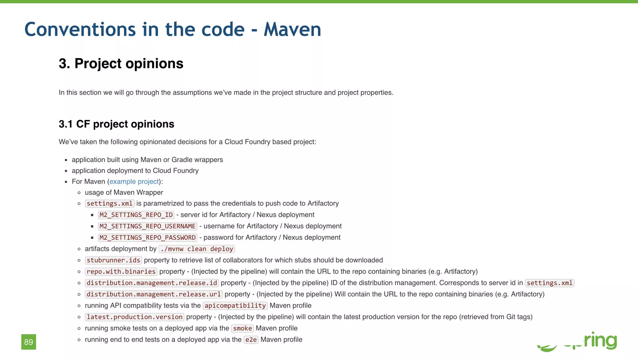 89
Conventions in the code - Maven
 