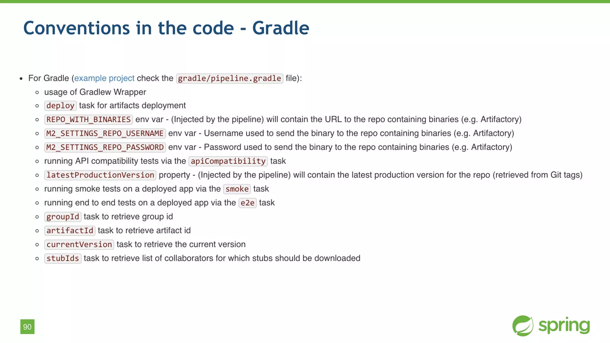 90
Conventions in the code - Gradle
 