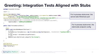 For in-process stubrunner, the
server-side Wiremock port
For in-process stubrunner, the
client-side endpoint config
 