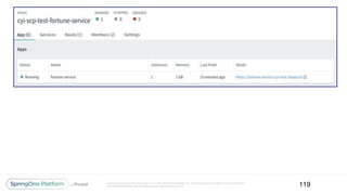 Unless otherwise indicated, these slides are © 2013-2017 Pivotal Software, Inc. and licensed under a Creative Commons Attribution-
NonCommercial license: http://creativecommons.org/licenses/by-nc/3.0/ 119
 