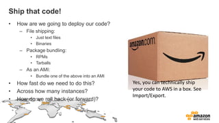 Continuous Deployment Practices, with Production, Test and Development Environments Running on AWS