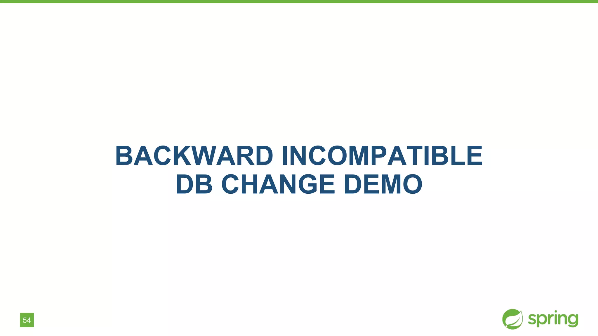 54
BACKWARD INCOMPATIBLE
DB CHANGE DEMO
 