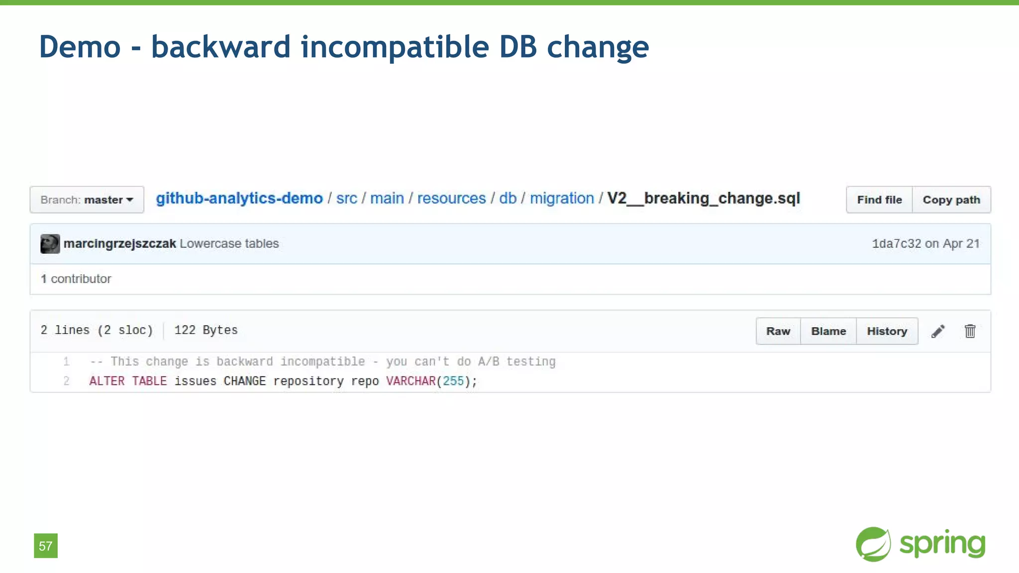 57
Demo - backward incompatible DB change
 